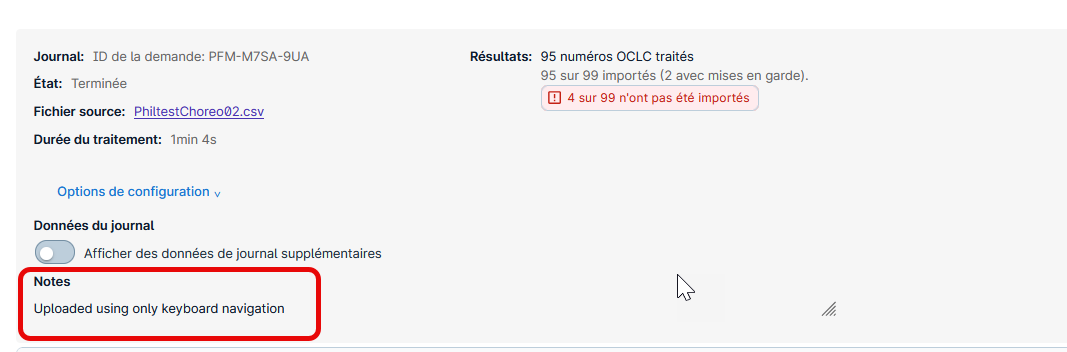 Options de configuration
