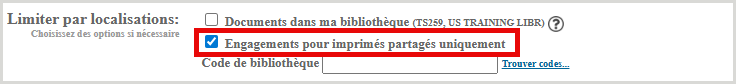 Activer la limite Engagements pour imprim&eacute;s partag&eacute;s uniquement