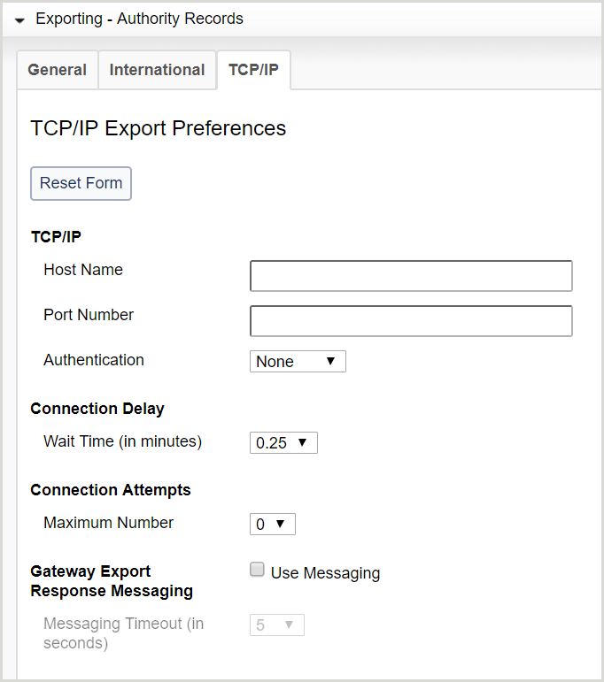 Préférences pour exportation via TCP/IP