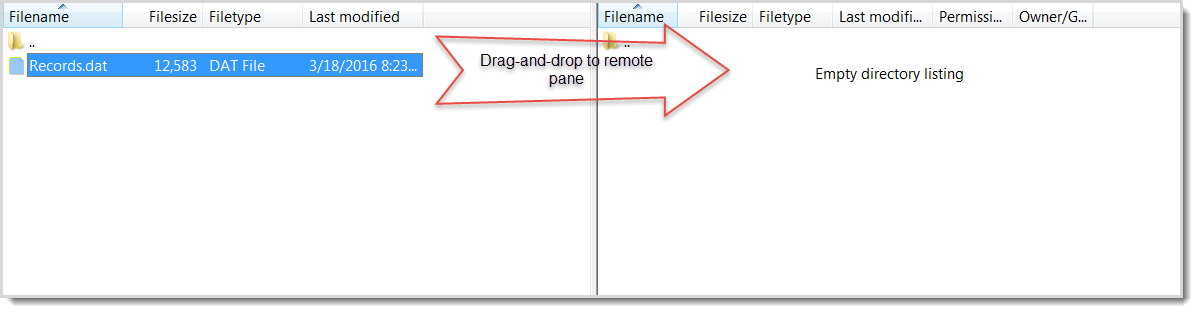 Glissement de fichiers dans FileZilla