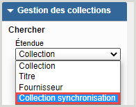 Chercher une collection de synchronisation de données dans Gestion des collections