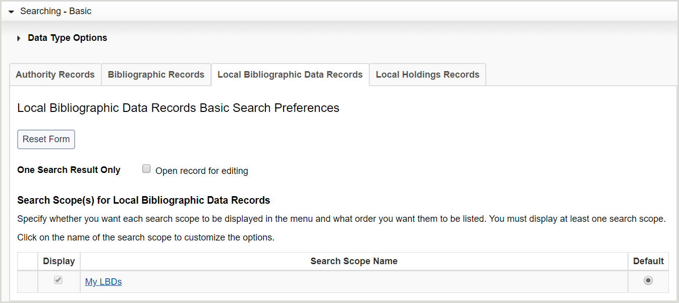 Recherche de base - Notices de données bibliographiques locales
